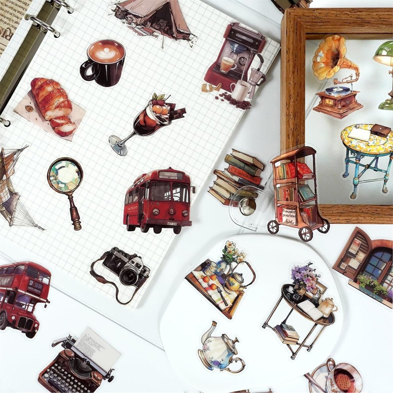 160 PCS Vintage Scrapbook Stickers (Vintage Color) 5.3 x 3.9 x 0.51 inches